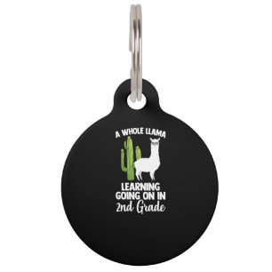 2nd Grade Teacher Student Kids Back To School Llam Pet Tag