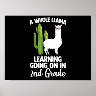 2nd Grade Teacher Student Kids Back To School Llam Poster