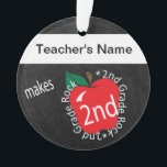 2nd Grade 🍎 Teachers Rock | Chalkboard Ornament<br><div class="desc">My Teacher Makes 2nd Grade Rock | Chalkboard styled Ornament with a red apple ready for you to personalise. ⭐This Product is 100% Customisable. Graphics and /or text can be added, deleted, moved, resized, changed around, rotated, etc... 99% of my designs in my store are done in layers. This makes...</div>