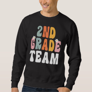 2nd Grade Team Retro Groovy Teacher Happy 1st Day Sweatshirt