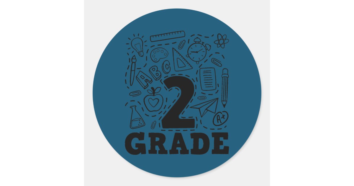 2nd Grade Typography Teacher Life Student Back To Classic Round Sticker ...