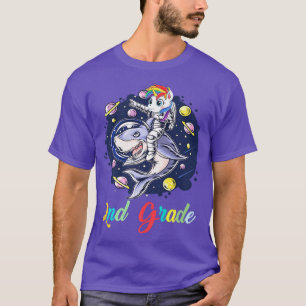 2nd Grade Unicorn Astronaut With A Shark In Space T-Shirt