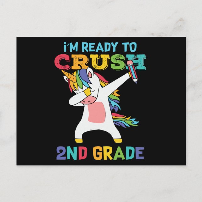 2nd Grade Unicorn First Day of School Student Gift Postcard (Front)