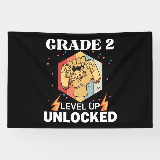 2nd Grade Unlocked Level Up Back To School First Banner (Horizontal)