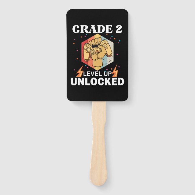 2nd Grade Unlocked Level Up Back To School First Hand Fan (Front)