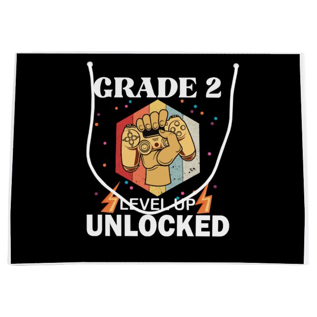 2nd Grade Unlocked Level Up Back To School First Large Gift Bag (Front)