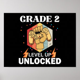 2nd Grade Unlocked Level Up Back To School First Poster