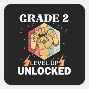 2nd Grade Unlocked Level Up Back To School First Square Sticker