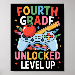 2nd Grade Unlocked Level Up Gamer Kids Boys Ck To Poster