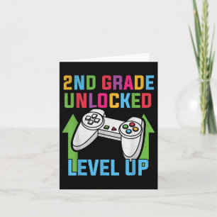 2nd Grade Unlocked Level Up Video Gamer Boys Back Card