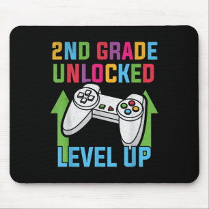 2nd Grade Unlocked Level Up Video Gamer Boys Back Mouse Pad