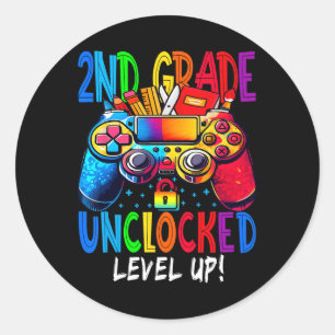 2nd Grade Unlocked Level Up Video Gamer Ck To Scho Classic Round Sticker
