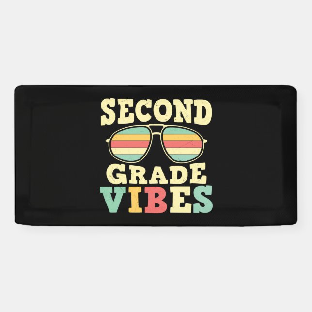 2nd grade vibes 2nd grade colourful shirt banner (Horizontal)