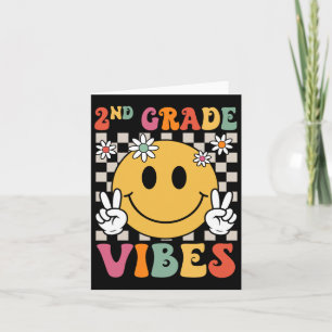 2nd Grade Vibes Girls Retro Smile Teacher Team Sec Card