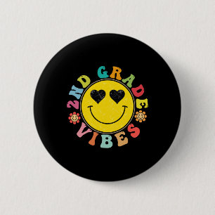 2nd Grade Vibes Happy Face Smile Gift Ck To School 6 Cm Round Badge