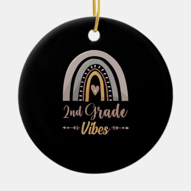 2nd Grade Vibes Second Grade Back to School Ceramic Ornament (Front)