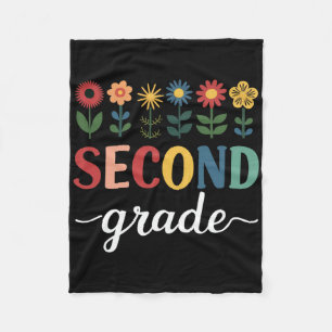 2nd Grade Wildflower Floral Back To School Fleece Blanket