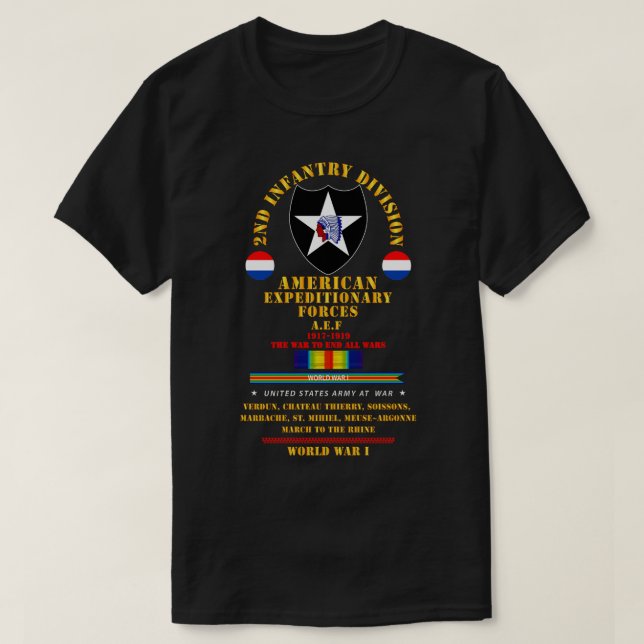 2nd Infantry Division AEF WWI X T-Shirt (Design Front)