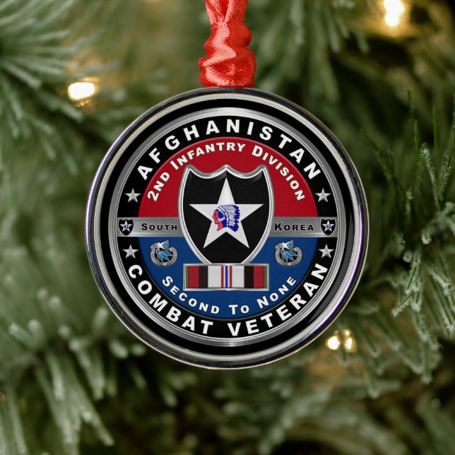 2nd Infantry Division “Afghanistan Combat Veteran” Metal Ornament (Tree)