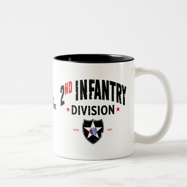 2nd Infantry Division "Indianhead" Distressed Two-Tone Coffee Mug (Right)