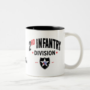 2nd Infantry Division "Indianhead" Distressed Two-Tone Coffee Mug