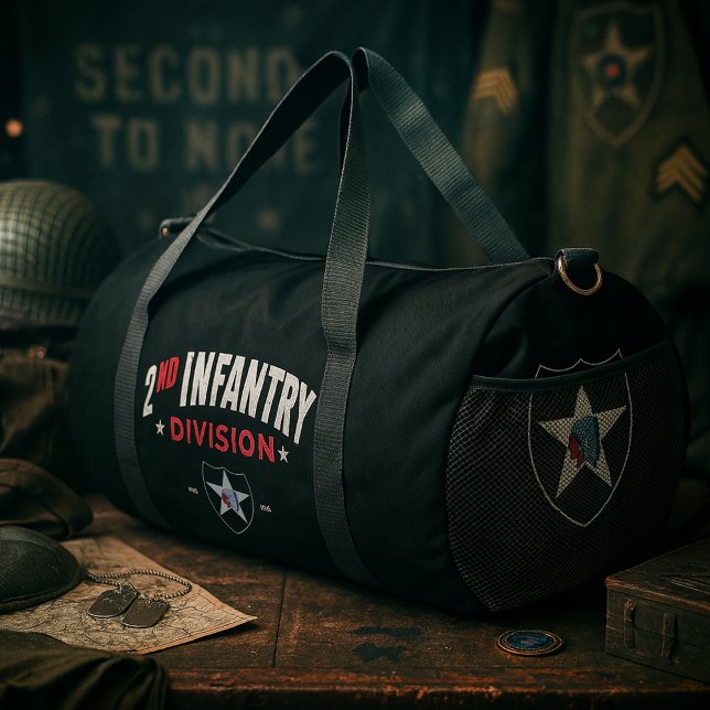 2nd Infantry Division "Indianhead" Personalized Duffle Bag (2nd Infantry Division "Indianhead" Personalized Tribute Black Duffle Bag)