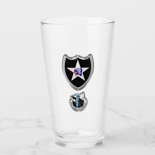 2nd Infantry Division Patch Insignia Glass Cup (Front)