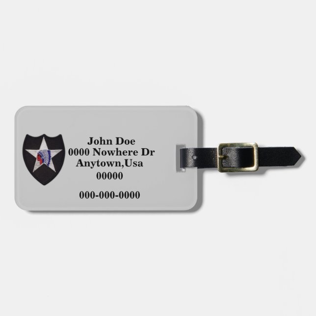 2nd Infantry Division Patch Luggage Tag (Front Horizontal)