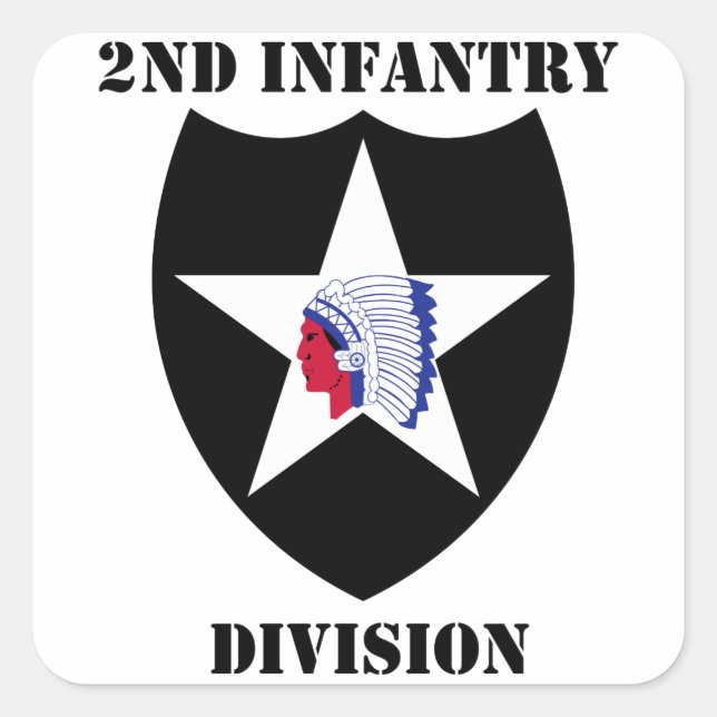 2nd Infantry Division With Text Square Sticker (Front)