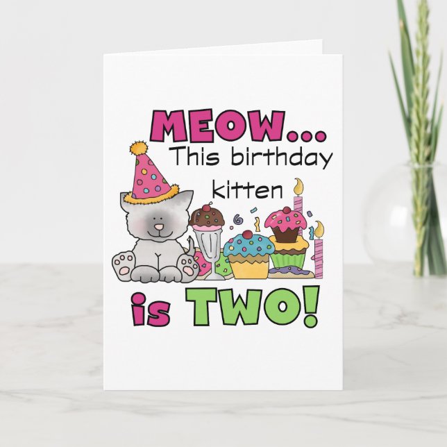 2nd Kitten Birthday Tshirts and Gifts Card (Front)