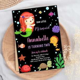 2nd Little Orange Mermaid Birthday Invitations