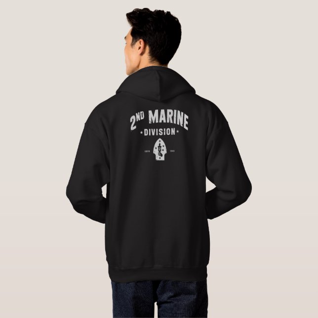 2nd Marine Division Silent Second Grunge Hoodie (Back Full)