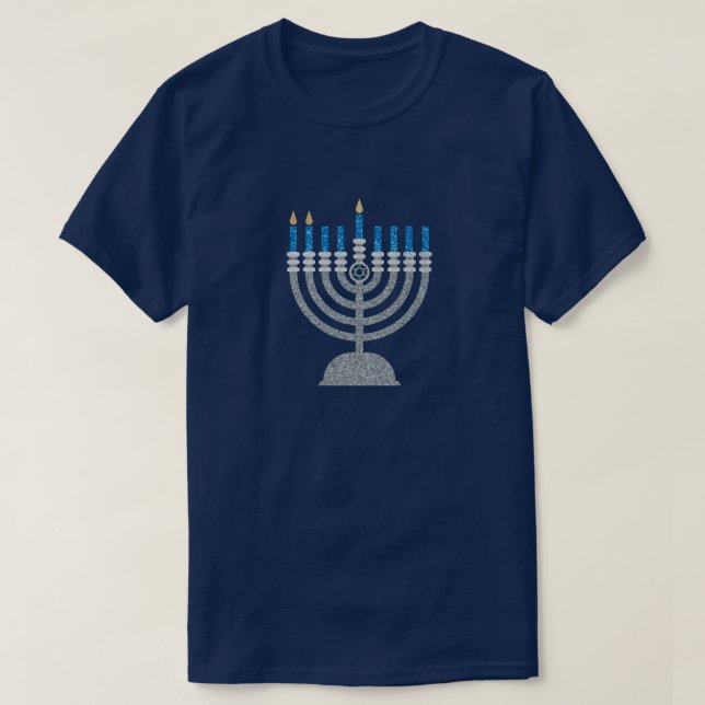2nd Night of Hanukkah Glitter T-Shirt (Design Front)