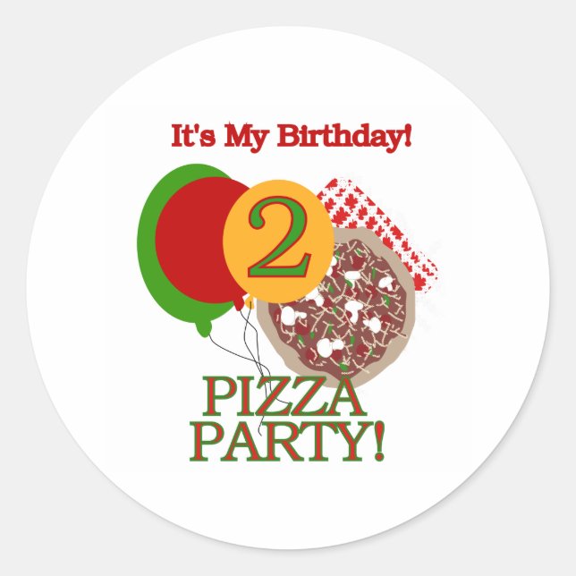 2nd Pizza Party Birthday Classic Round Sticker (Front)