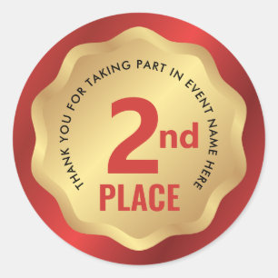 2nd Place Event Medal Competition Sticker Red Gold