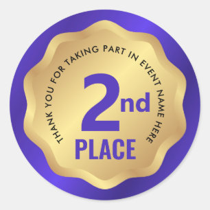 2nd Place Medal Competition Sticker Blue & Gold