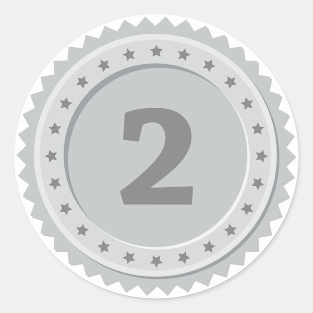 2nd Place Silver Medal Classic Round Sticker (Front)