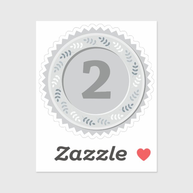 2nd Place Silver Medal Custom-Cut Vinyl Sticker (Sheet)