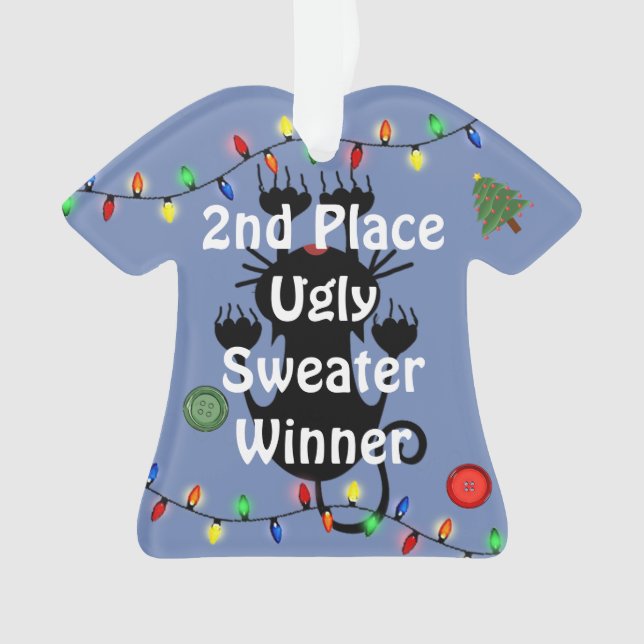 2nd Place Ugly Christmas Sweater Contest Ornament (Front)