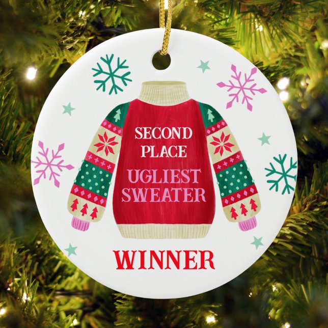 2nd Place Ugly Sweater Contest Prize Winner Ceramic Ornament (2nd Place Ugly Sweater Contest Prize Winner Ceramic Ornament)