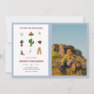 2nd Rodeo Cowboy Kids Birthday Photo Invitation