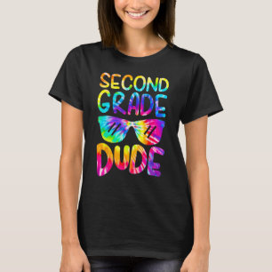 2nd Second Grade Dude Tie Dye Sunglasses Boys Back T-Shirt