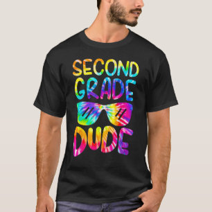 2nd Second Grade Dude Tie Dye Sunglasses Boys Back T-Shirt