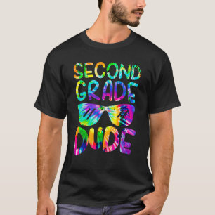 2nd Second Grade Dude Tie Dye Sunglasses Boys Back T-Shirt