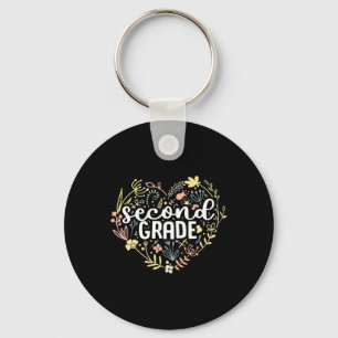 2nd Second Grade Floral Heart Ck To School Teacher Key Ring