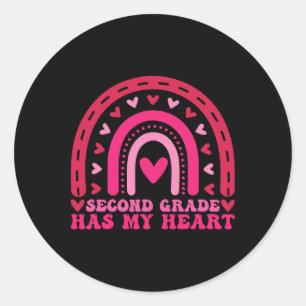 2nd Second Grade Has My Heart Valentine’s Day Teac Classic Round Sticker
