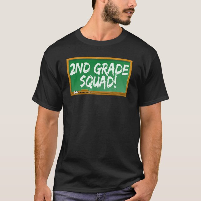 2nd Second Grade Squad Chalk Board T-Shirt (Front)