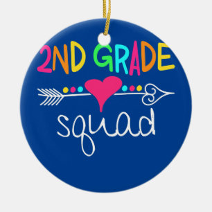 2nd Second Grade Squad kids Teachers Team Back To Ceramic Ornament