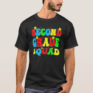 2nd Second Grade Squad Retro Groovy Teacher Back T T-Shirt