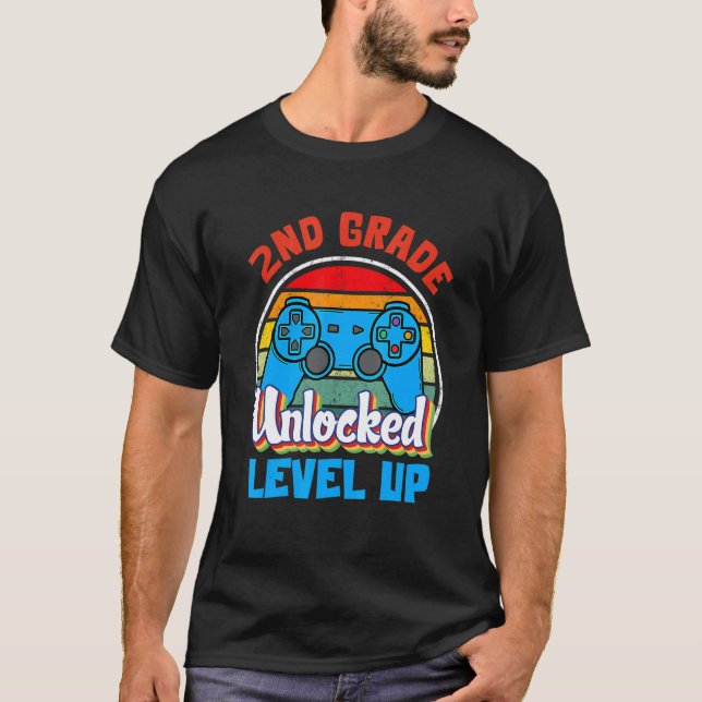 2nd Second Grade Unlocked Level Up Game Back To Sc T-Shirt (Front)